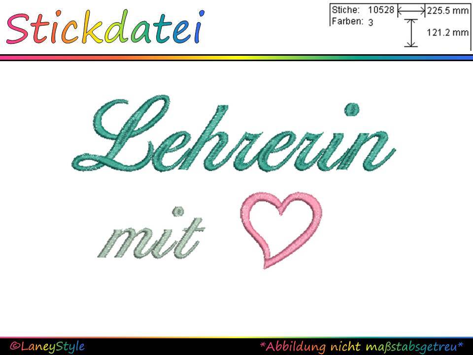 Stickdatei "Lehrerin mit Herz" XL