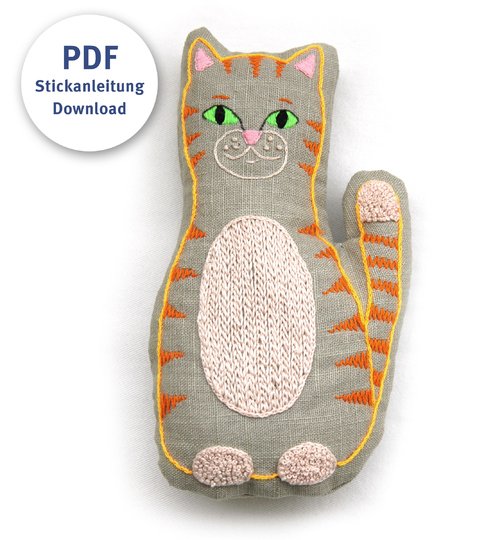 Embroidery and Sewing Pattern Cat Stuffed Animal Beginner
