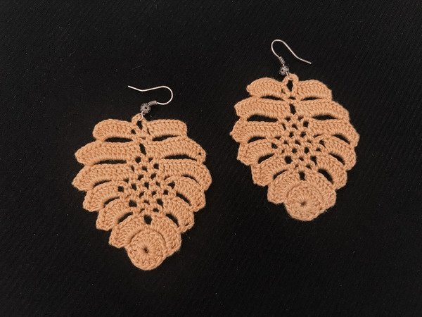 Crochet Earrings Handmade Natural Burgundy Flower Doily Jewelry 1 pair |  eBay