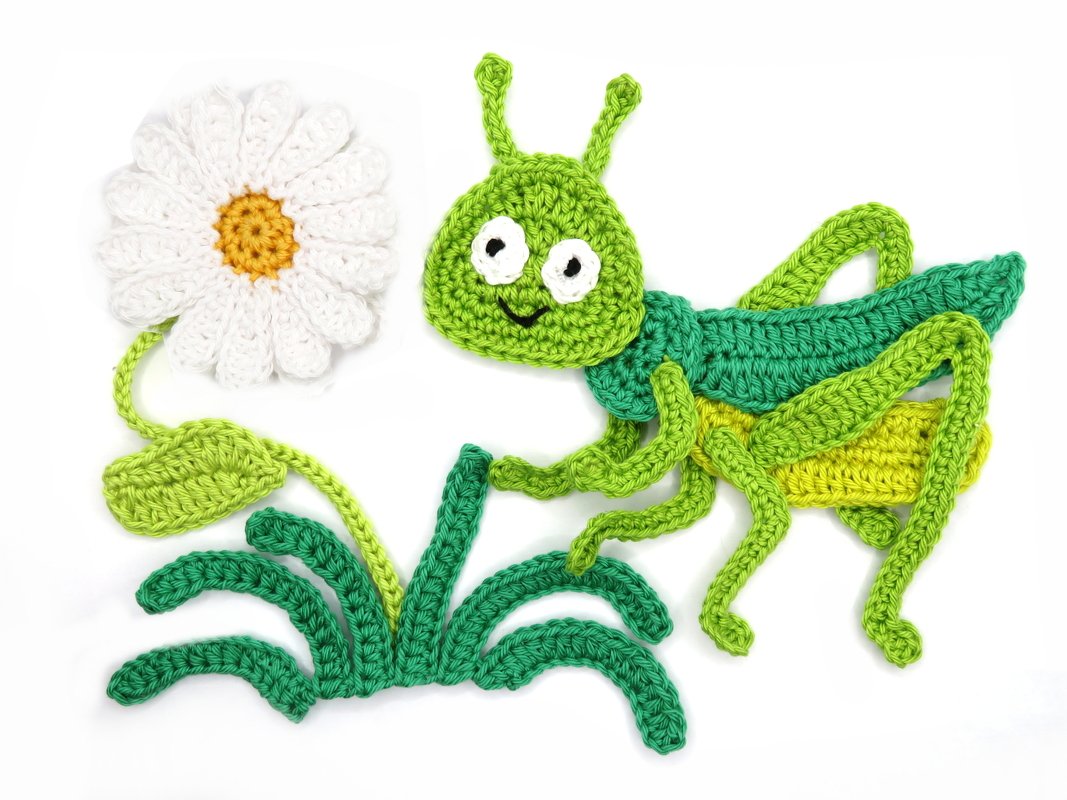 Grasshopper crochet pattern applique - Image 2