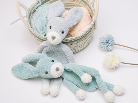 Bunny lovey crochet pattern, snuggler, plush lovey cuddle toy