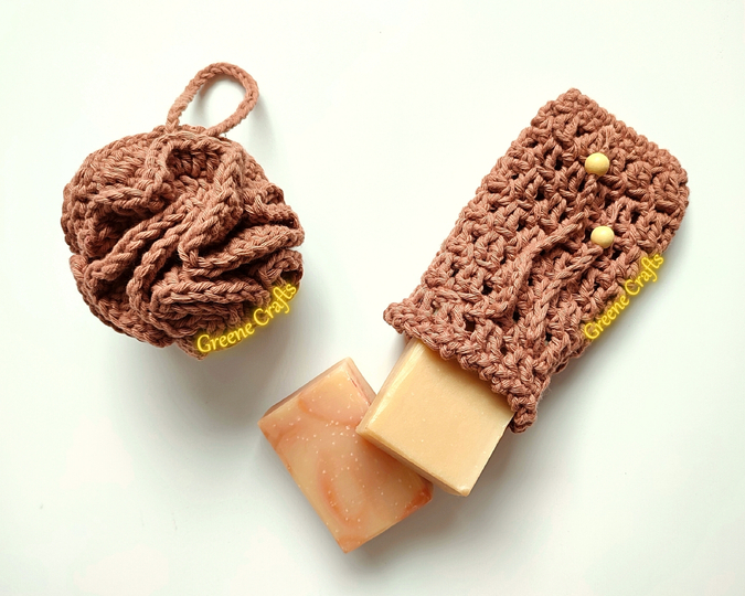 Spa Set Crochet Bundle - Bath Pouf, Face Scrubbies, Soap Saver, Washcloth