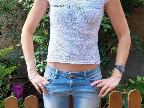 Shirt off shoulder "silky" Crop Top häkeln Sommertop Häkelanleitung RVO