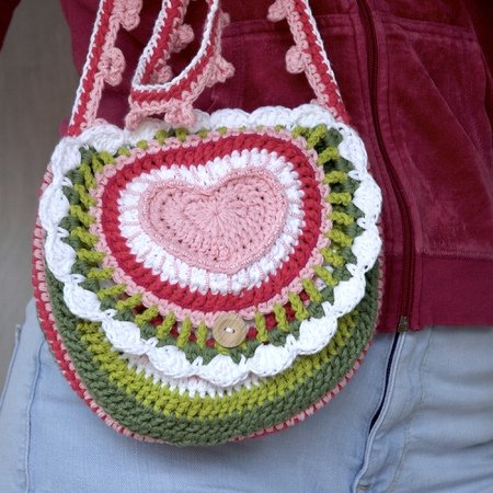 Heart Handbag Granny Cottage Style PDF Crochet Pattern