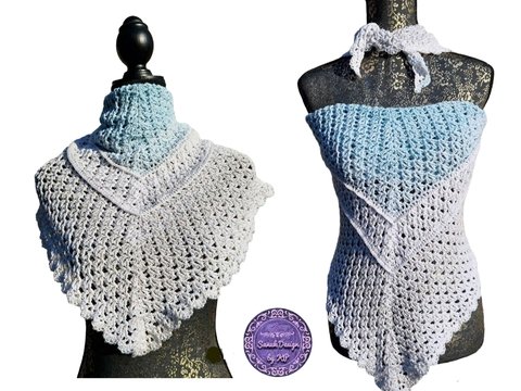 Häkelanleitung Dreieckstuch Lizzy mit Perlen im Relief - Blütenmuster