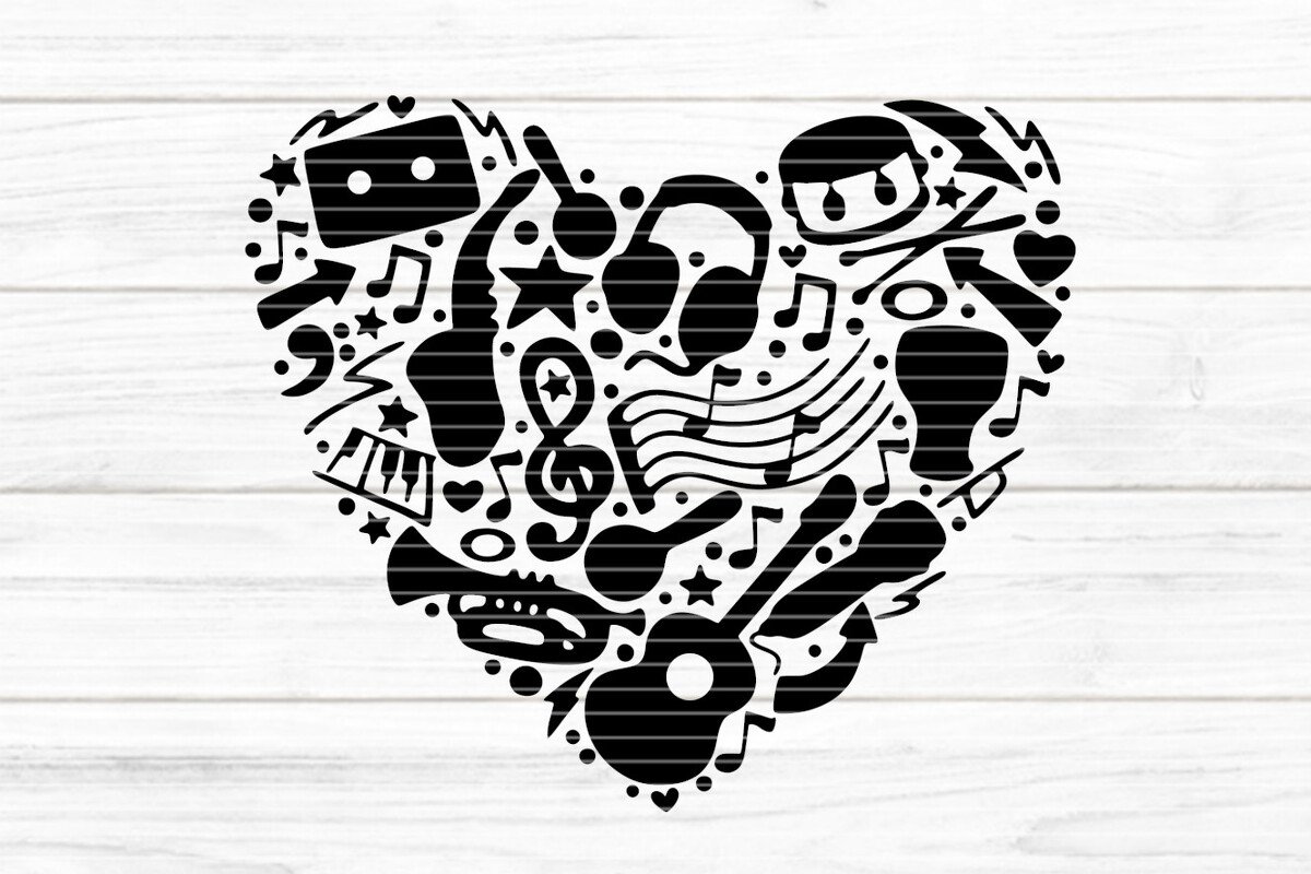 Musikherz  Plotterdatei SVG DXF FCM
