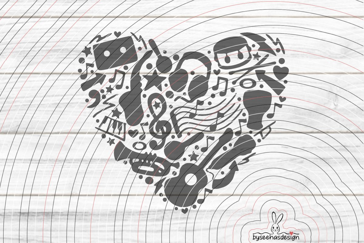 Musik Herz Plotterdatei SVG DXF - Bild 2