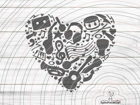 Musik Herz Plotterdatei SVG DXF