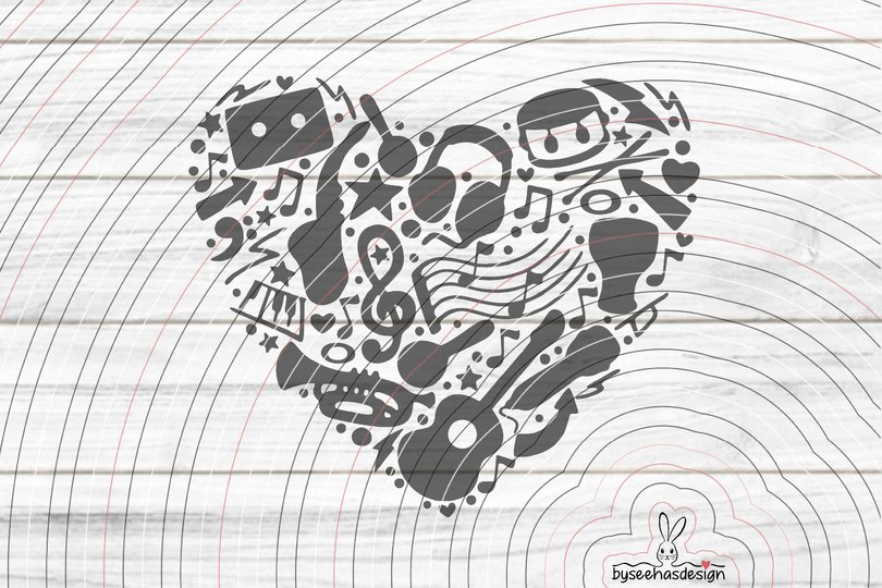 Musik Herz Plotterdatei SVG DXF