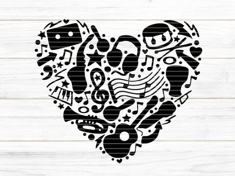 Musikherz  Plotterdatei SVG DXF FCM