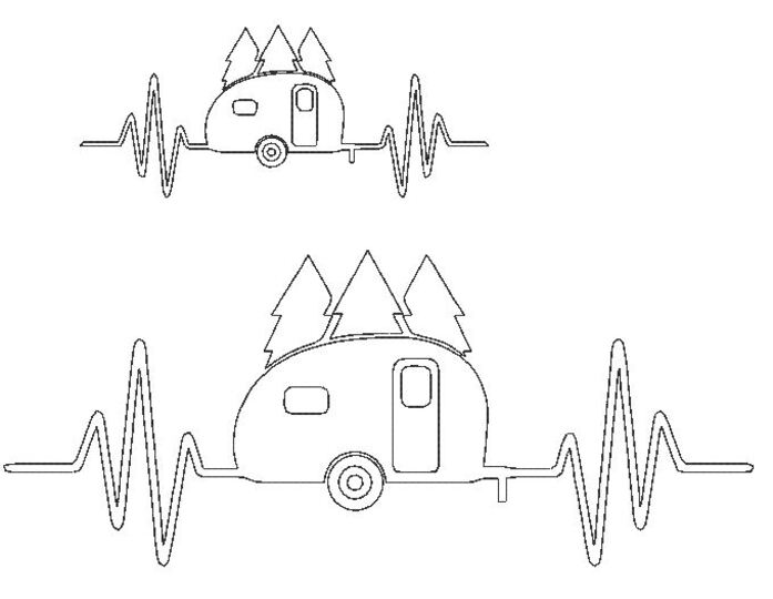 Stickdatei - Camping Liebe 8 Motive Linie Redwork