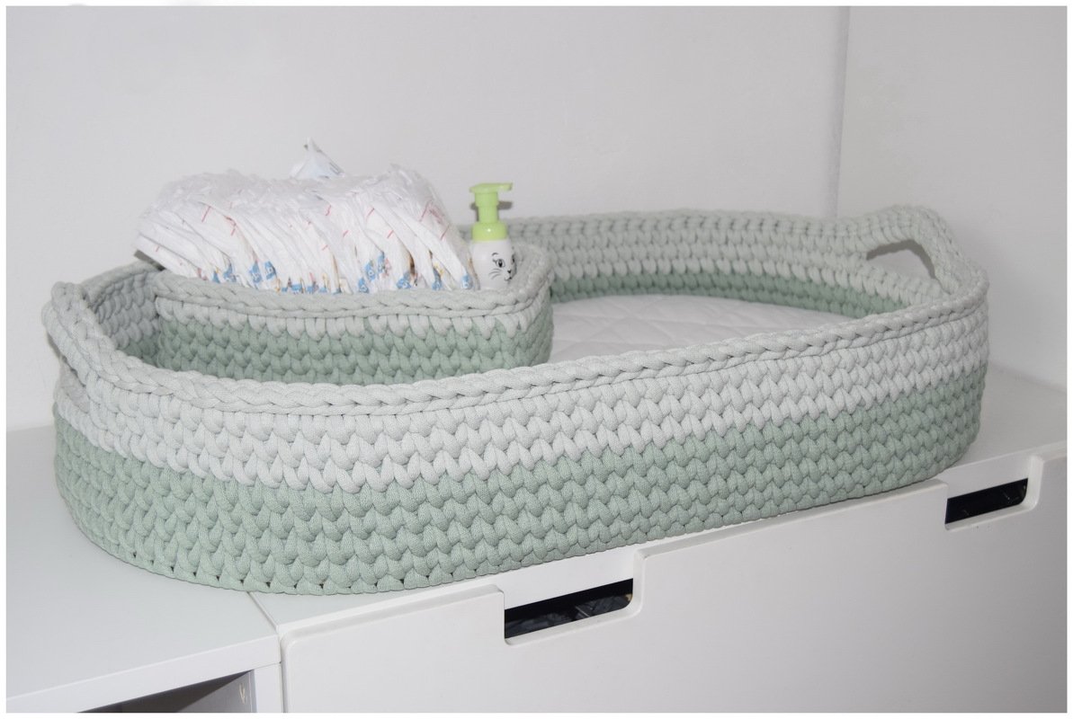 NOÈ - Crochet changing basket + diaper basket, set baby, gift, birth