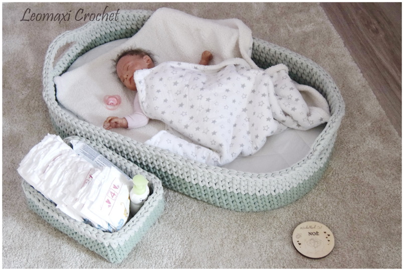- NOÈ - Wickelkorb + Windelkorb häkeln, Set Baby, Geschenk, Geburt, Taufe