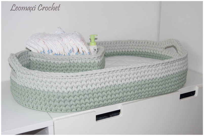 - NOÈ - Wickelkorb + Windelkorb häkeln, Set Baby, Geschenk, Geburt, Taufe