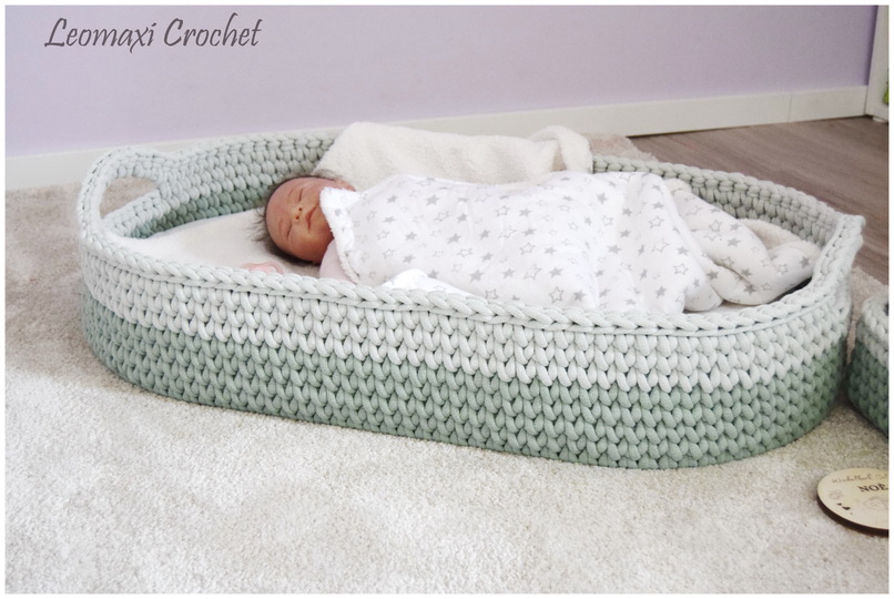 - NOÈ - Wickelkorb + Windelkorb häkeln, Set Baby, Geschenk, Geburt, Taufe