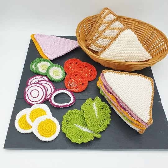 Triangle Sandwich Play Set | Amigurumi Crochet Play Food Pattern PDF