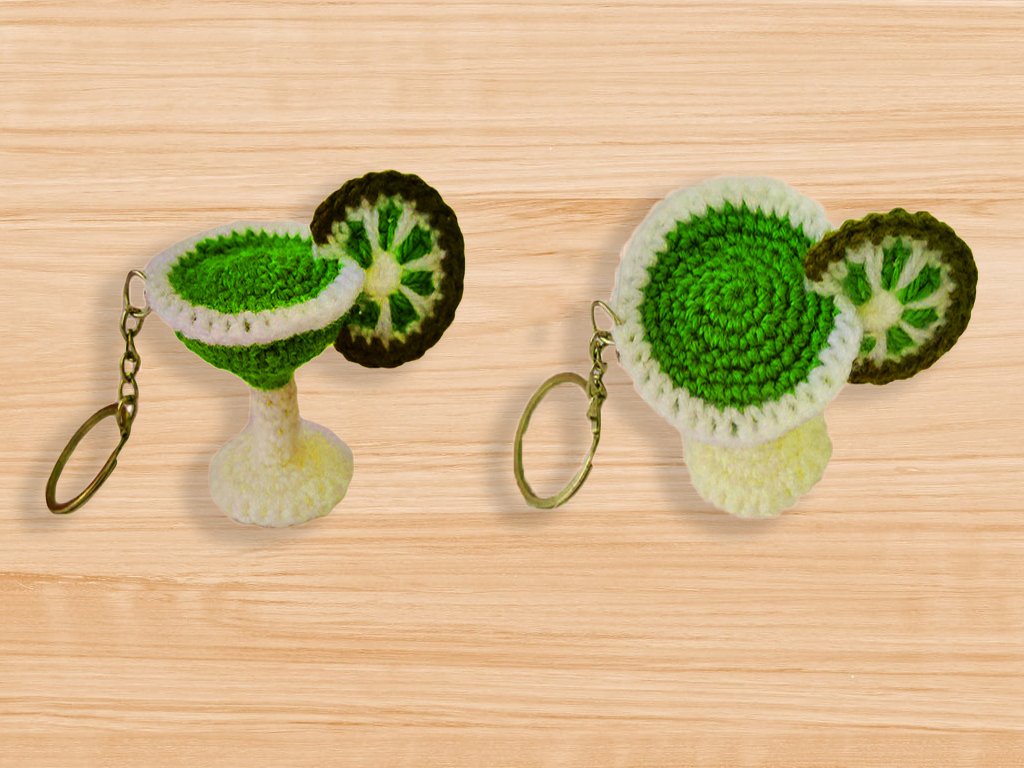 Crochet glass of lemon keychain PDF pattern