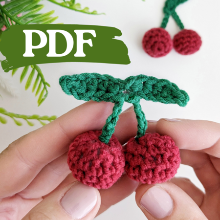 Cherry crochet pattern, crochet play food pattern, cherry keychain PDF patt