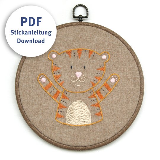 Embroidery Pattern Little Tiger for Childs Birth Beginner