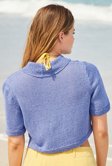 Lavendelblauer Bolero mit kurzen Ärmeln