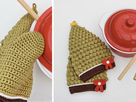 Häkelanleitung Ofenhandschuh Weihnachtsbaum Weihnachten Küche Tannenbaum