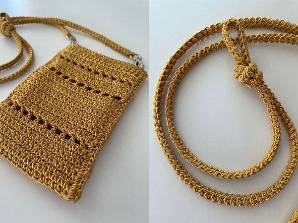 Crochet phone bag pouch pattern, raffia mini crossbody bag