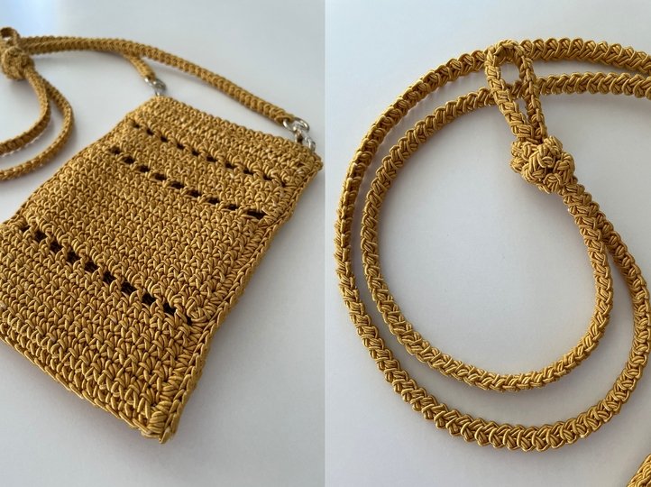 Crochet crossbody phone bag pattern, shoulder pouch, raffia mini purse bag1
