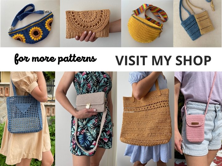 Crochet crossbody phone bag pattern, shoulder pouch, raffia mini purse bag1
