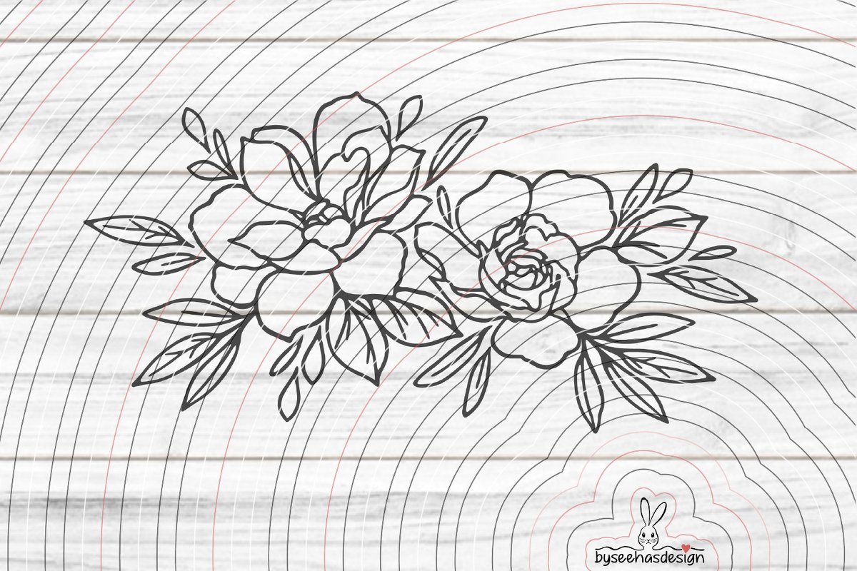 Zwei Rosen Plotterdatei SVG DXF