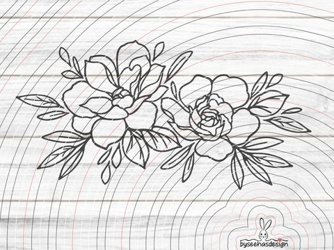 Zwei Rosen Plotterdatei SVG DXF