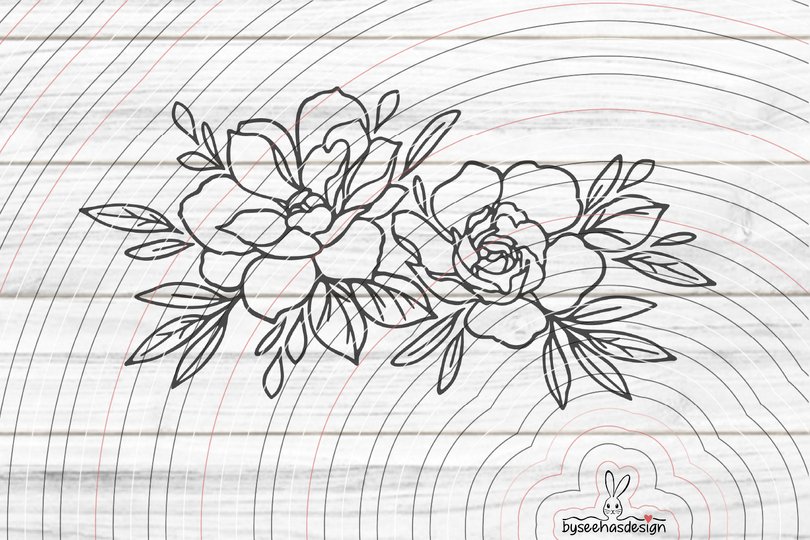 Zwei Rosen Plotterdatei SVG DXF