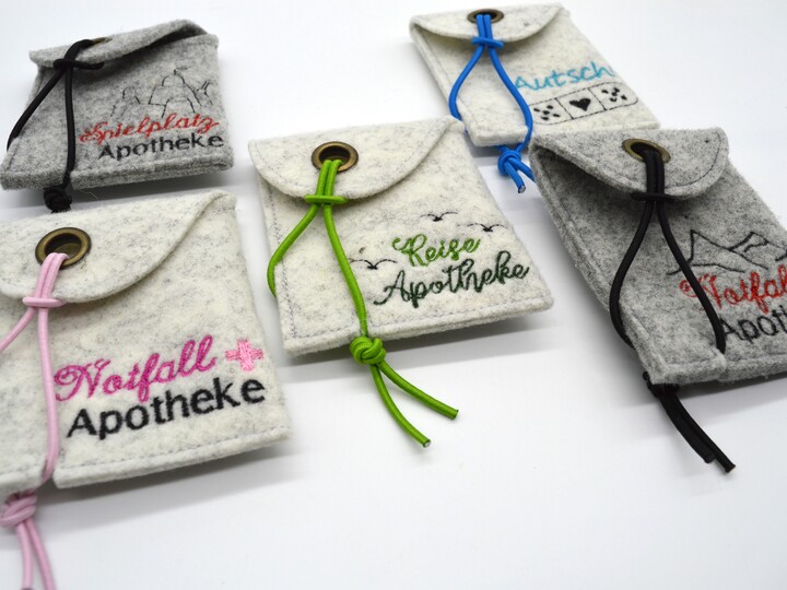 Stickdatei Etui kleine Apotheke für Pflaster fünf Motive
