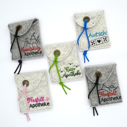 Stickdatei Etui kleine Apotheke für Pflaster fünf Motive