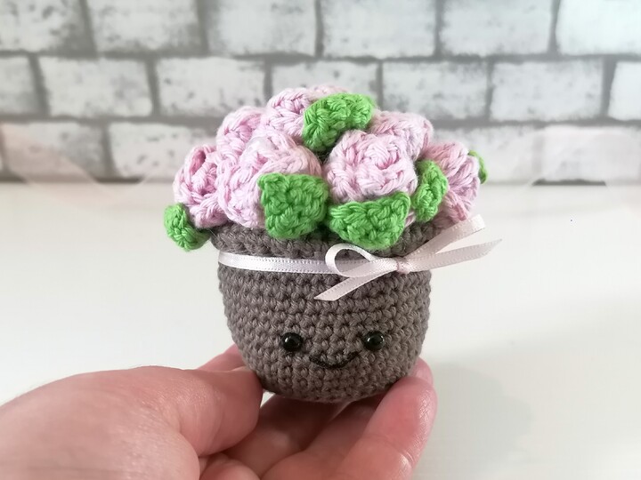 Crochet Pattern Flower Bouquet Amigurumi Pot of Rose