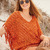 Oversizepulli mit Fransen in Terracotta