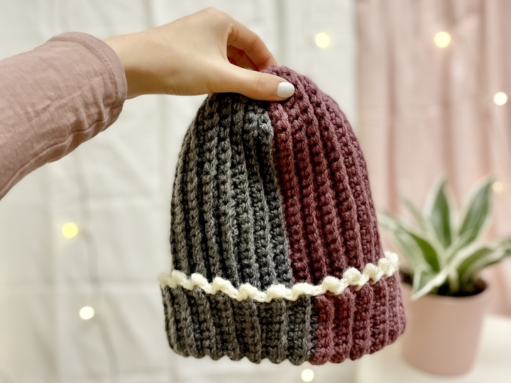 Häkelanleitung Wintermütze | Beanie Zweifarbig