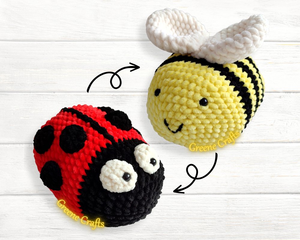 Crochet Bee / Ladybug - Reversible Plush Toy Crochet Pattern