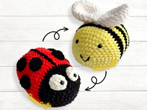 Crochet Bee / Ladybug - Reversible Plush Toy Crochet Pattern
