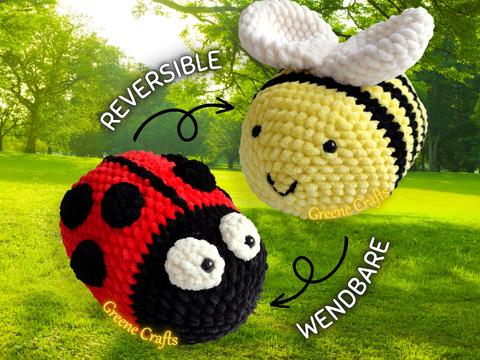 Reversible Bee / Ladybug Plush Toy Crochet Pattern