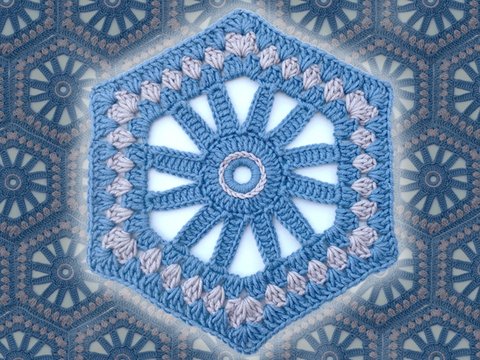 6-eckiges Granny  Seeigel