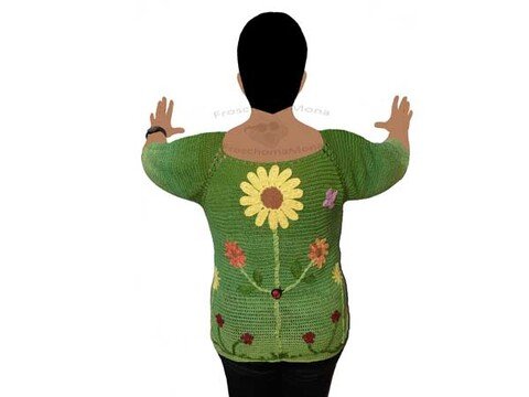 RVO Tunika / Pulli „ Blumenwiese “ Häkelanleitung für alle Größen anpassbar