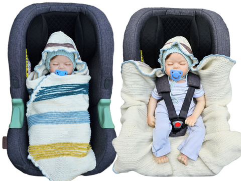 Babydecke häkeln - Einschlagdecke für Babyschale