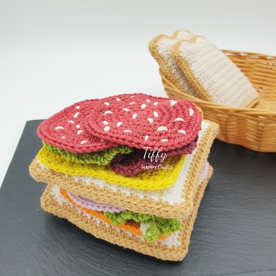 Sandwich für Kinderküche Häkelanleitung PDF