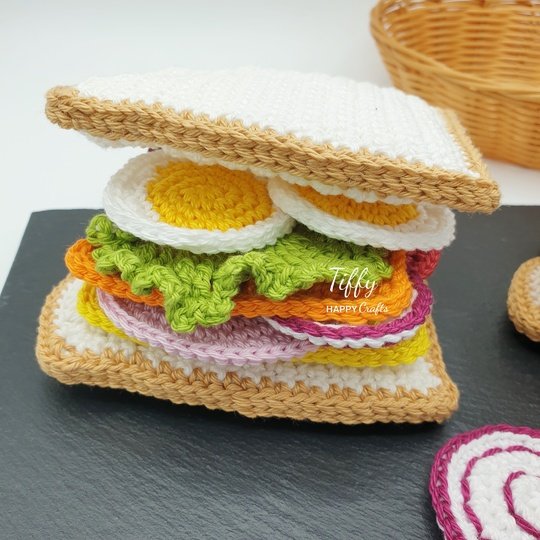 Sandwich für Kinderküche Häkelanleitung PDF