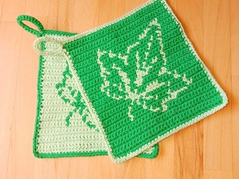 Häkelanleitung Topflappen Blatt