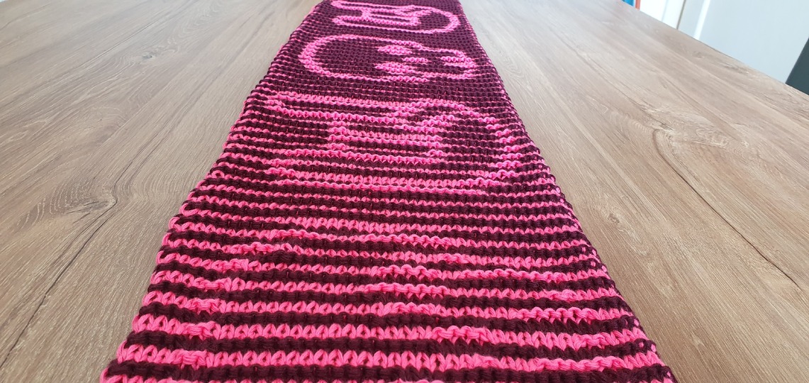 Skull, Shadow Knitting, Illusion Knitting, Motif Scarf