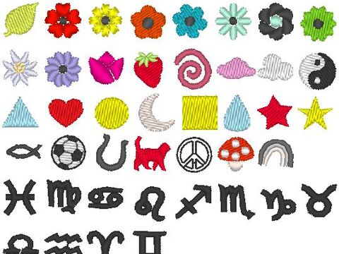 Stickdatei - 1cm Mini Blumen Sternzeichen Motive