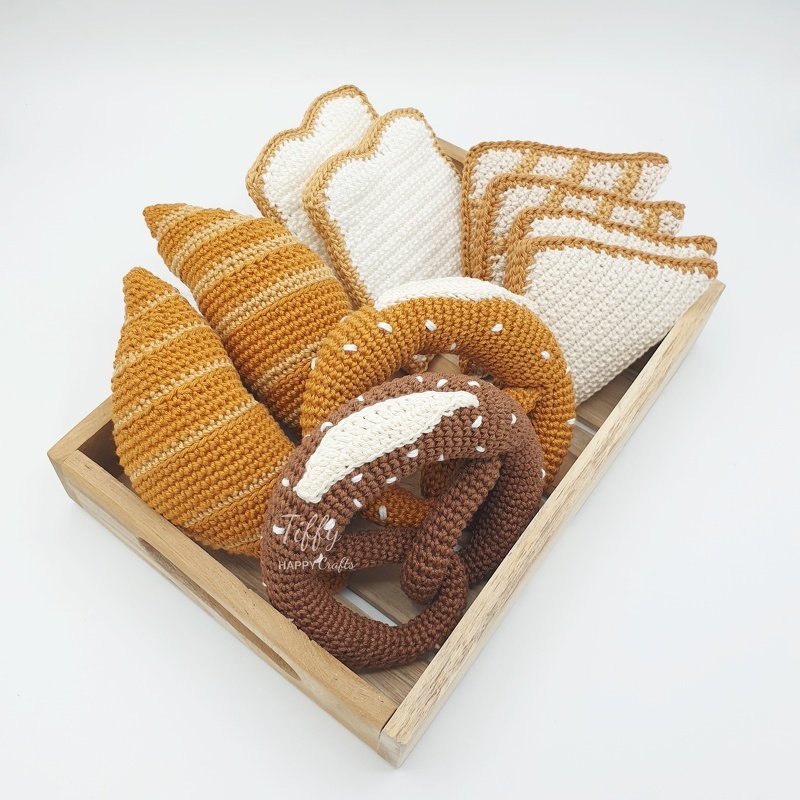 Set-Backwaren für Kaufladen-Zubehör | Kinderküche Häkelanleitung PDF