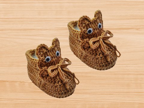 Häkelanleitung für Bären-Babyschuh