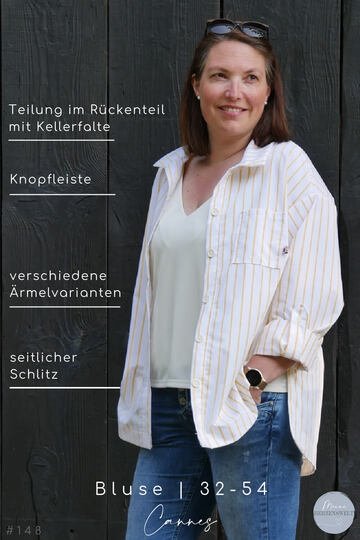 Bluse Damen – eBook Schnittmuster Gr. 32-54 – Cannes #148